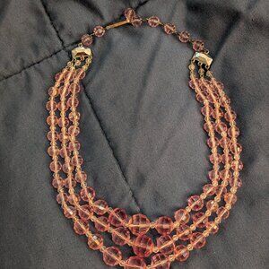 Vintage West Germany Pink Multi Strand Necklace